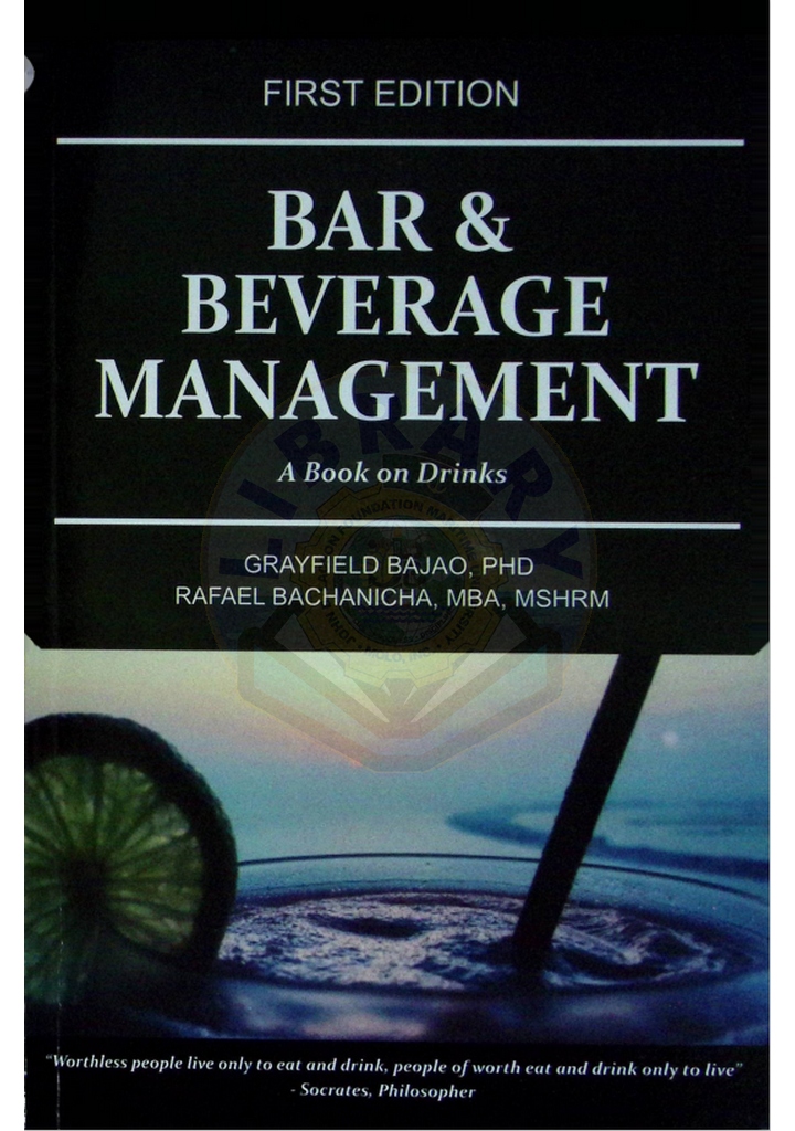 Bar & beverage management a book in drinks by Bajao et al. 2019